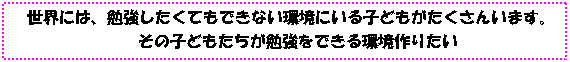 �e�L�X�g �{�b�N�X: ���E�ɂ́A�׋��������Ă��ł��Ȃ����ɂ���q�ǂ����������񂢂܂��B
���̎q�ǂ��������׋����ł������肽��

